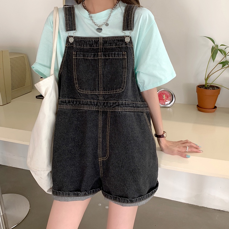 Bộ Áo Liền Quần Denim Ống Rộng Phong Cách Retro Mới 49574