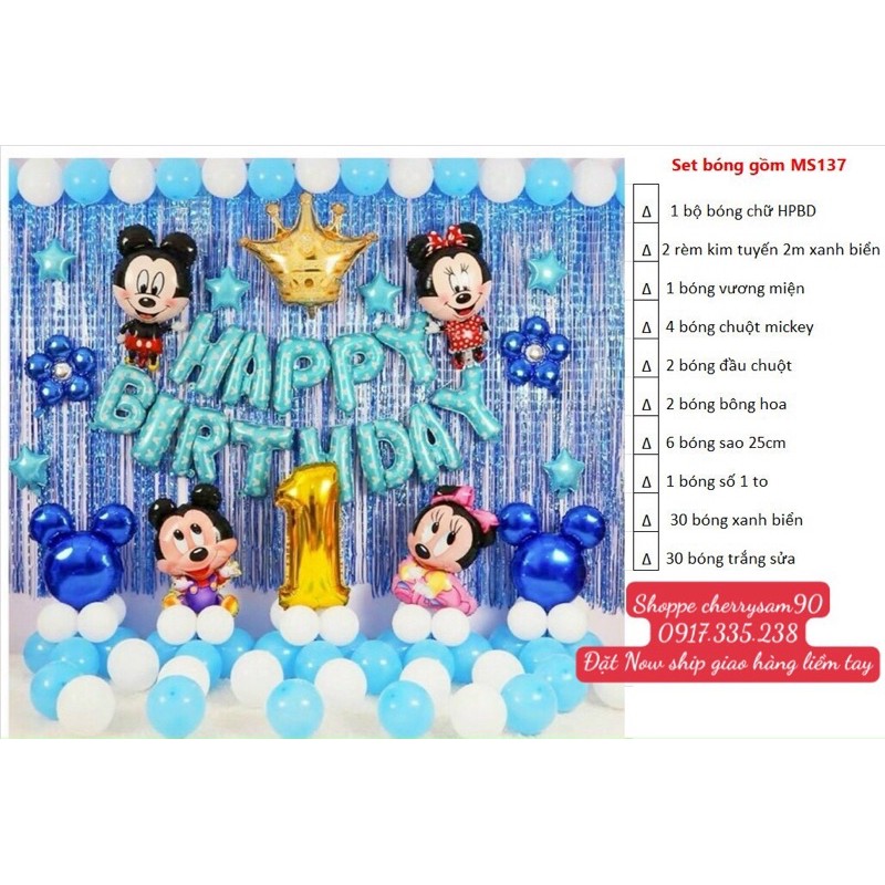 Set Bộ Bóng Chú Chuột Mickey Siêu Dễ Thương Xinh Bé rất Thích Thú luôn nha