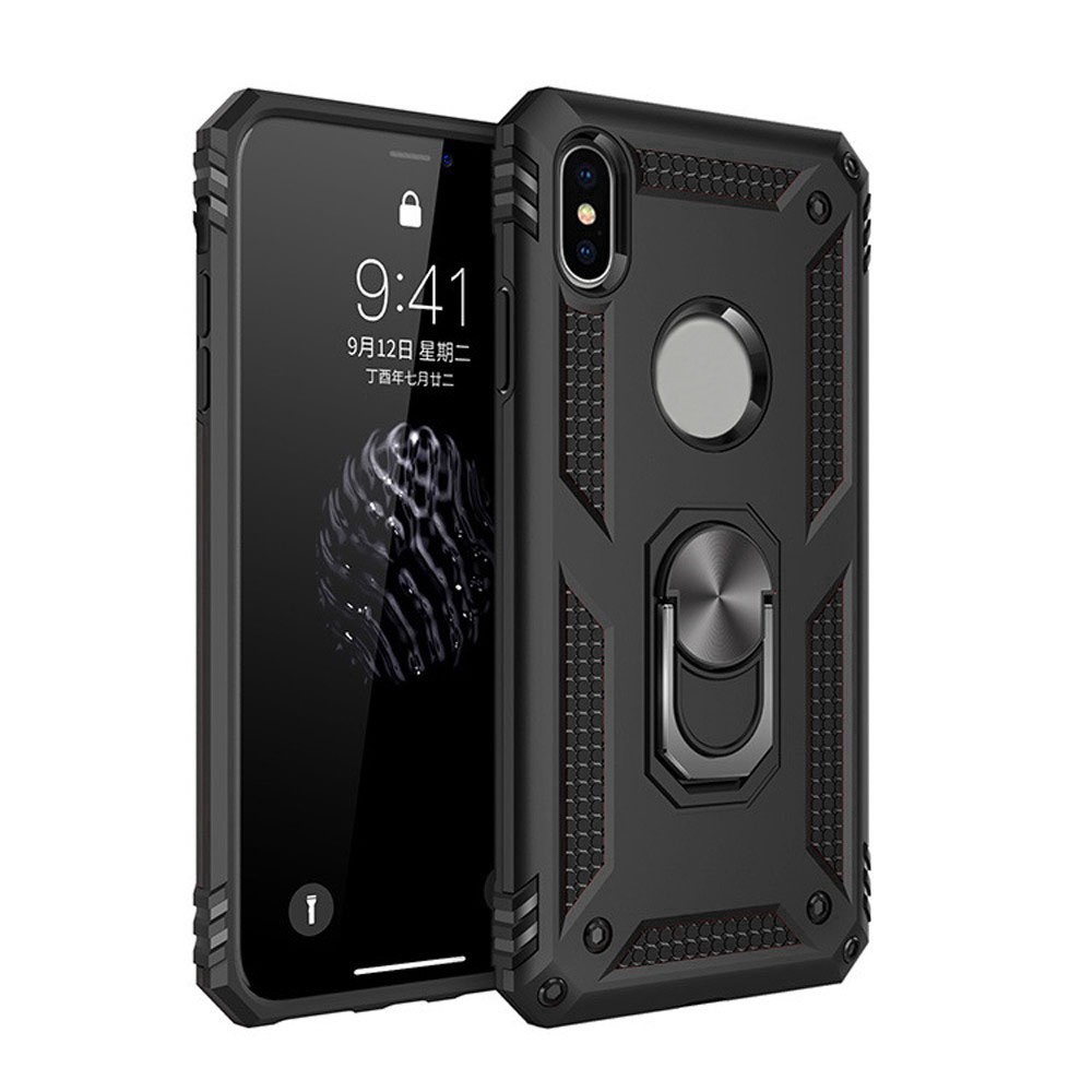 Ốp điện thoại kiểu giáp kèm giá đỡ nhẫn từ tính sang trọng cho iphone 11 Pro Max SE 2020 7 8 6 6S Plus X XR XS Max