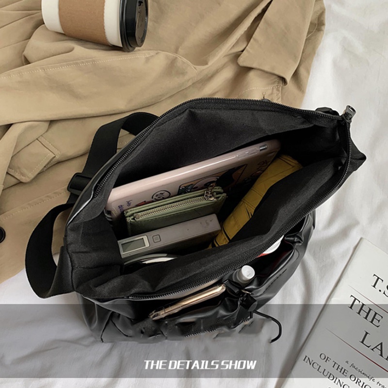 Túi xách messenger IELGY bằng da mềm sức chứa lớn phong cách thời trang Hàn Quốc phối thoải mái cho nữ