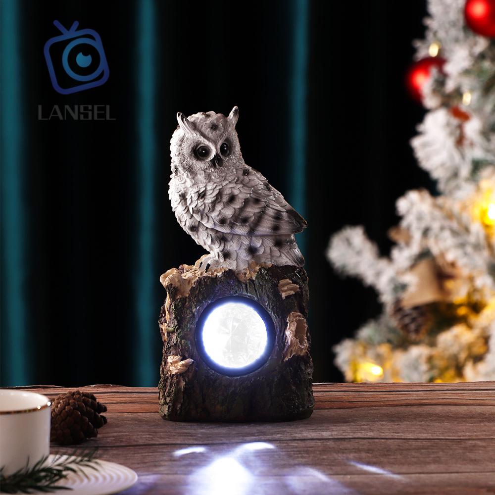 ❤LANSEL❤ Lawn Ornaments Owl Figurines Patio Outdoor Decorative Solar Lights Gift Yard Garden Decor Waterproof Solar Statue