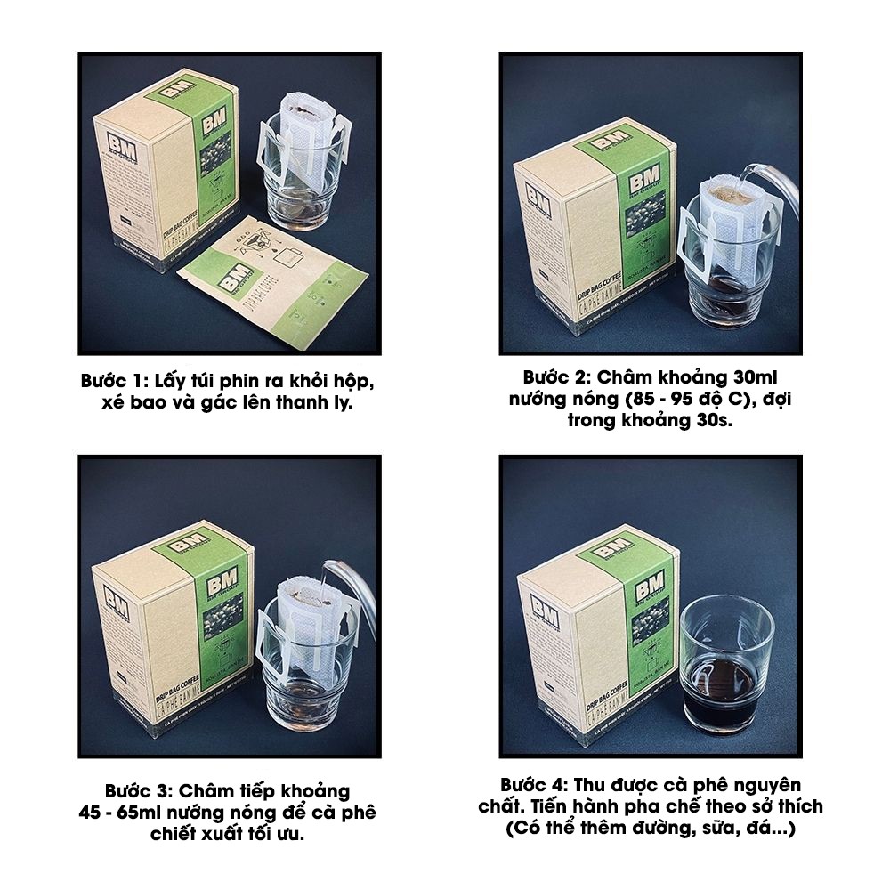 Cà Phê Phin Giấy - Hộp 10 Phin - BM BAN MÊ, hạt cà robusta hái chín, rang mộc, nguyên chất - BM GROUP | BigBuy360 - bigbuy360.vn