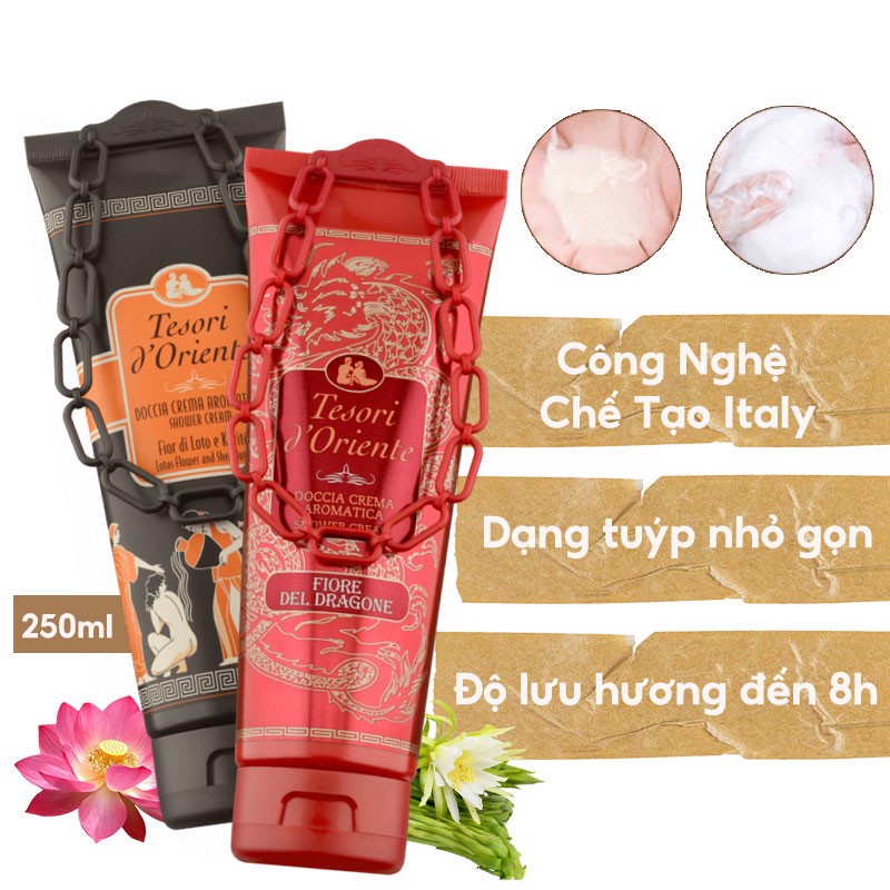 Sữa Tắm Hương Nước Hoa Ý Cao Cấp Nhiều Mùi Tesori d'Oriente Aromatic Bath Cream
