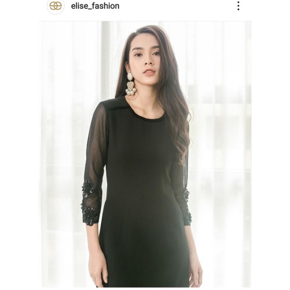 Đầm Elise Đen Hoa tay sz s