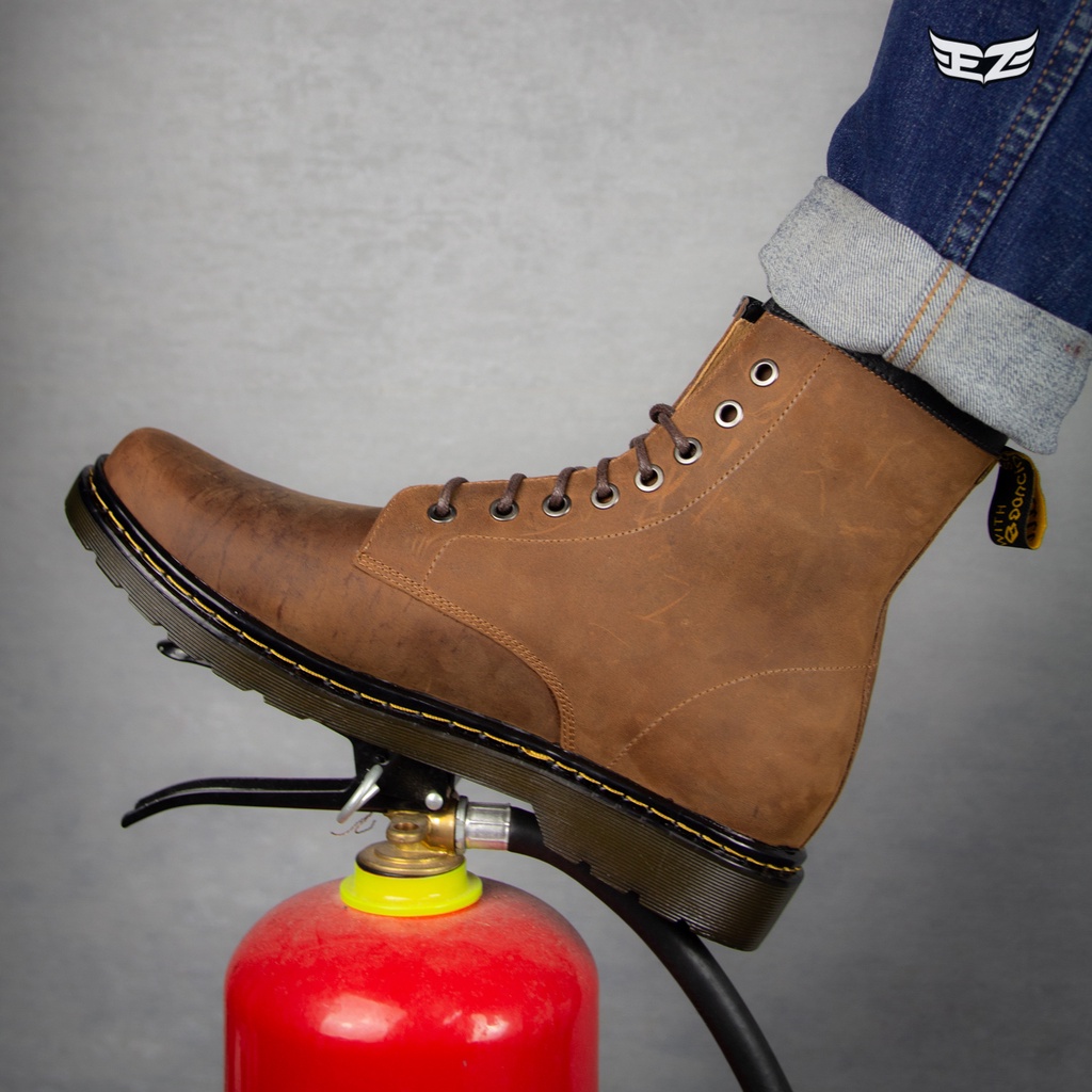 Giày da cao cổ sáp vàng nâu, Phom Châu Âu, Giày da bò sáp ngựa điên | BigBuy360 - bigbuy360.vn