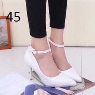 Giày cao gót nhọn 7p bít mũi quai cài da mềm