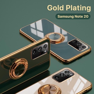 Ốp điện thoại có nhẫn đỡ nam châm viền mạ vàng sang trọng dành cho SAMSUNG GALAXY NOTE 20 ULTRA 10 PLUS 9 NOTE 20