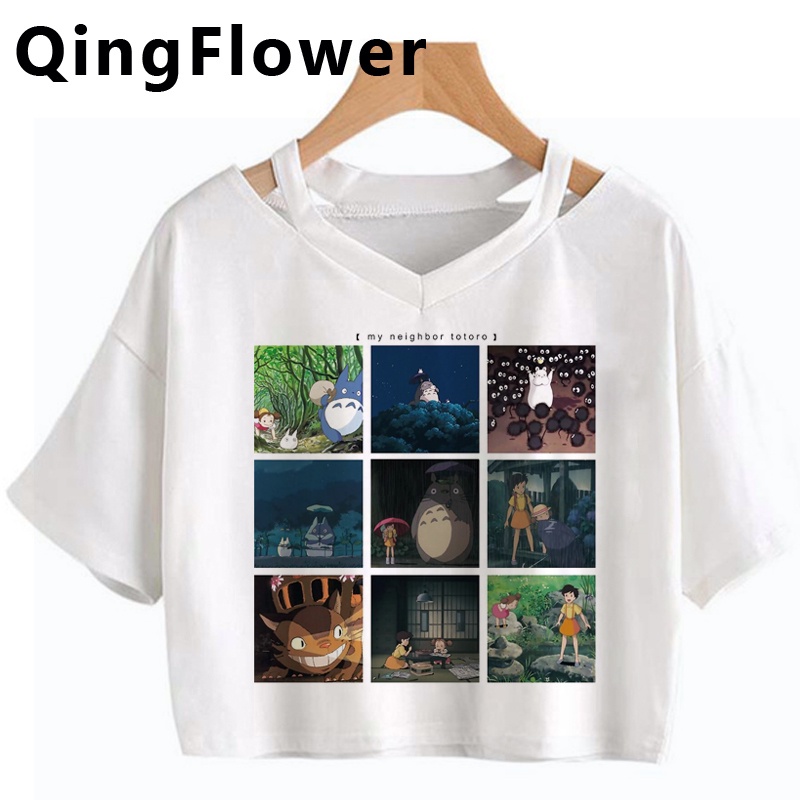 Áo Thun Nữ Ngắn Tay In Hình Totoro Phong Cách vintage