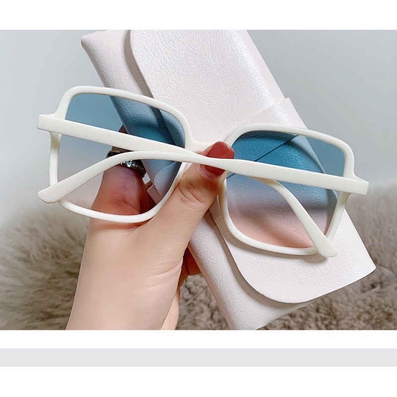 Kính râm nhựa gọng vuông viền trắng chống tia UV400 bảo vệ mắt
