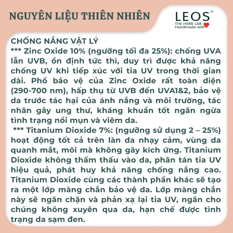 Chống Nắng Phục Hồi Da Đông Trùng Hạ Thảo chống nắng sinh học, dưỡng ẩm da - HANDMADE by LEOS - The Herb Lab | BigBuy360 - bigbuy360.vn