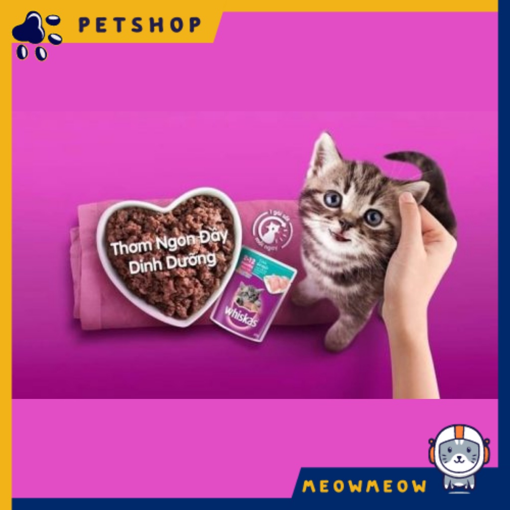 Pate whiskas junior cho mèo con | Túi 80g | Pate dinh dưỡng dành cho mèo con thương hiệu whiskas.