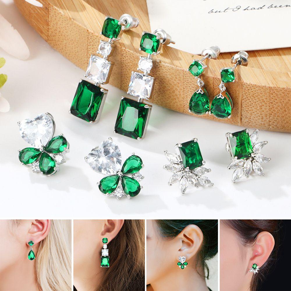 NIUYOU Khuyên Tai Hình Giọt Nước Đính Đá Zircon Thời Trang