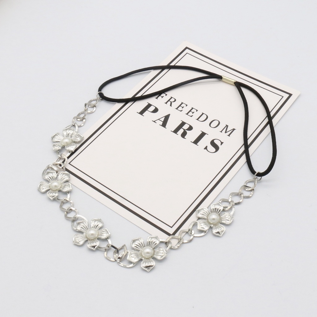 Băng đô cài tóc hình hoa đính ngọc trai/ hình tròn phong cách retro Hàn Quốc