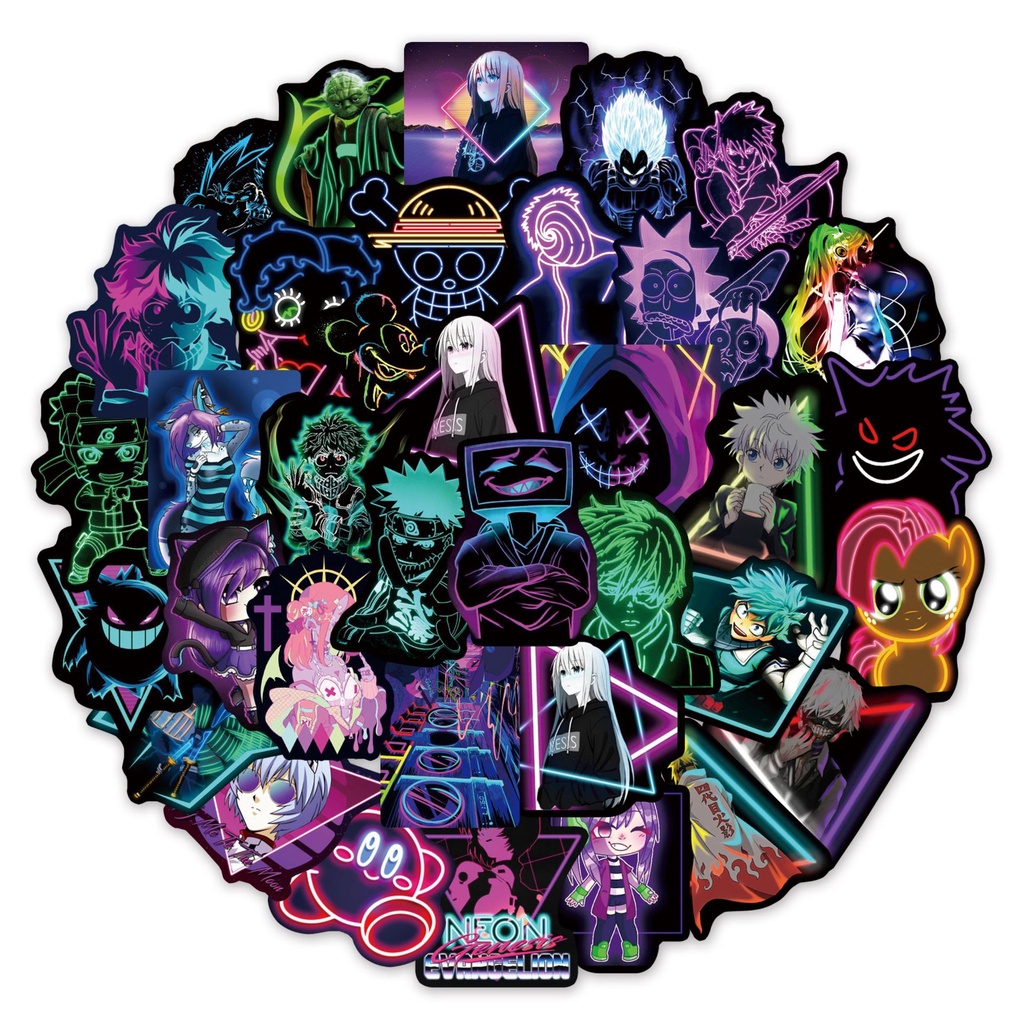 [50 Hình] Hình dán sticker anime phong cách neon - DB.050