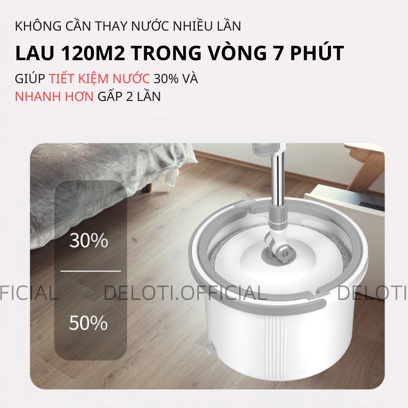 Cây Lau Nhà Tự Vắt Thông Minh K9 Chổi Lau Nhà Tách Nước Bẩn 360 Độ Bộ Lau Nhà Cao Cấp