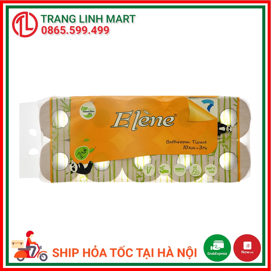 Giấy vệ sinh Elene vàng tre 3 lớp có lõi dây 10 cuộn