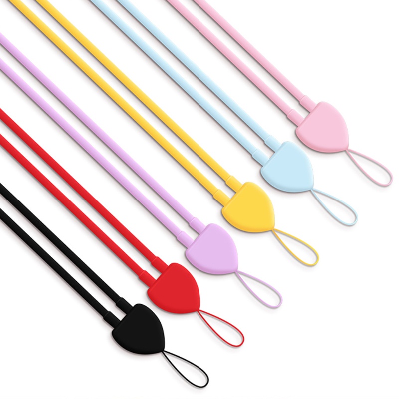 Dây Đeo Điện Thoại / Tai Nghe Không Dây Bằng Silicon Màu Trơn Mini 42cm Có Thể Điều Chỉnh