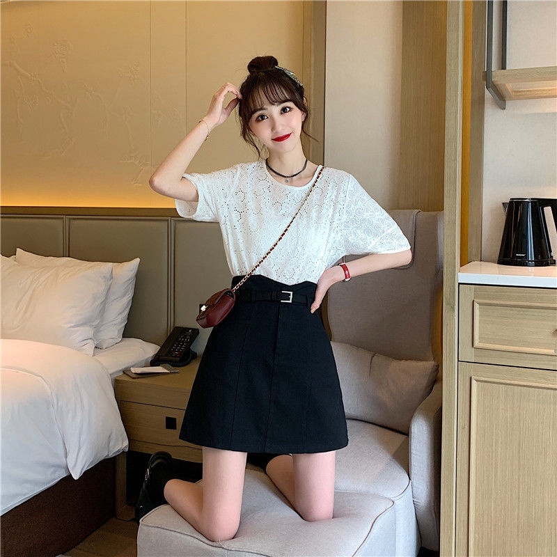 Jiashucheng Chân Váy Denim Lưng Cao Màu Sắc Thời Trang Mùa Hè Cho Nữ