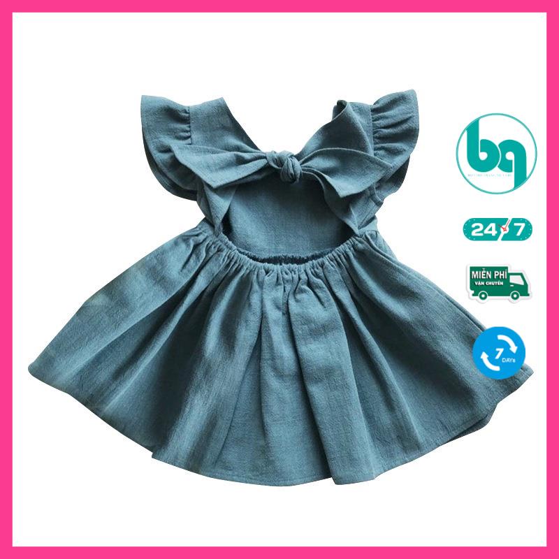 Váy bé gái, thời trang trẻ em phòng cách Hàn Quốc, Váy đũi thắt nơ ở lưng cho bé gái cực đáng yêu