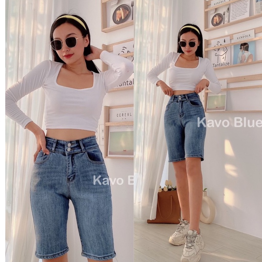 Quần Bò Ngố Lửng Nữ KAVO BLUE Cực Đẹp Co Giãn 4 Chiều QN20-07