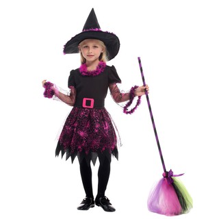 Bộ váy Phù thủy nhện tím G-0267 hóa trang Halloween cho bé từ 4-12 tuổi