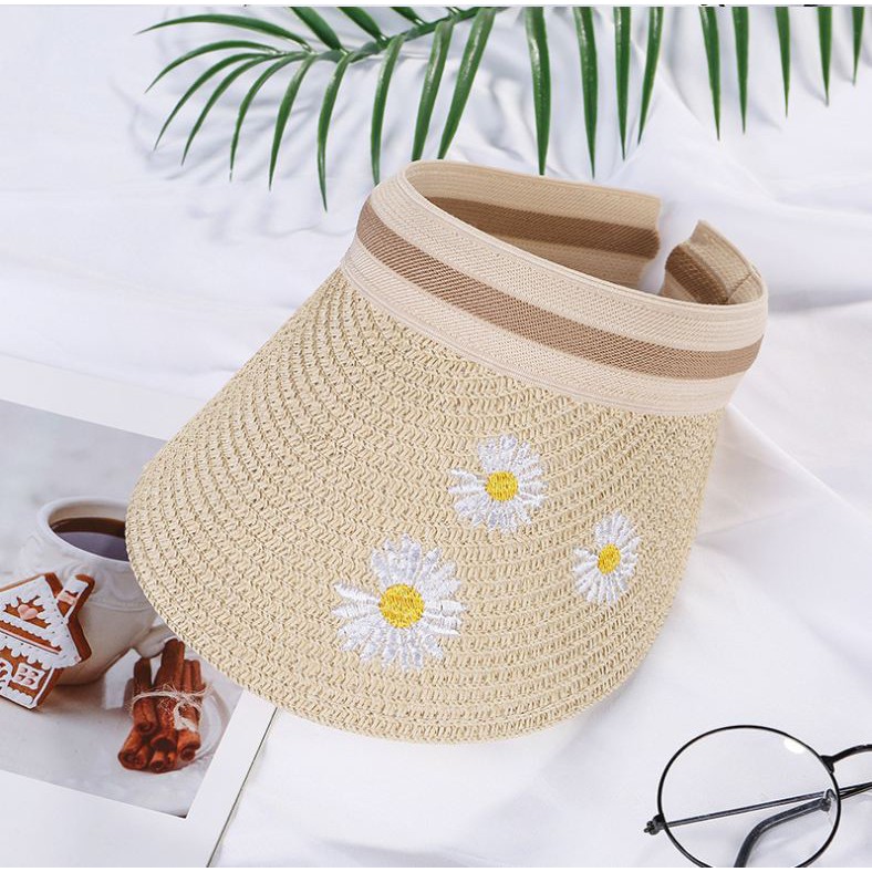 Mũ Cói Lưỡi Trai Nư In Hình Hoa Cúc