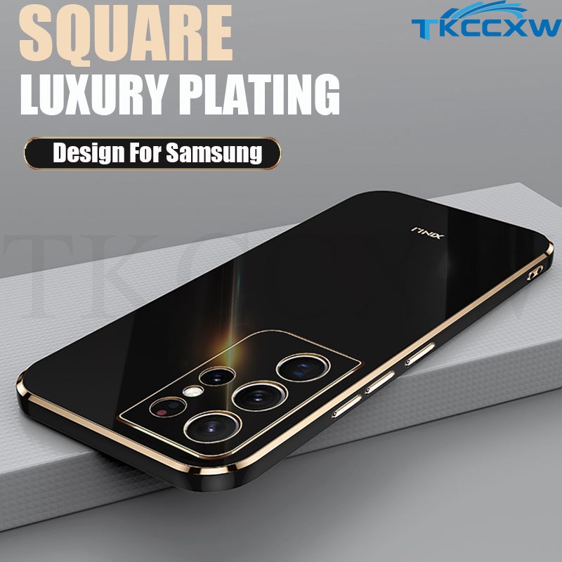 Ốp Điện Thoại Silicon Mềm Siêu Mỏng Viền Vuông Mạ Màu Cho Samsung Galaxy S22 S21 Ultra S22 Plus S21 FE A23