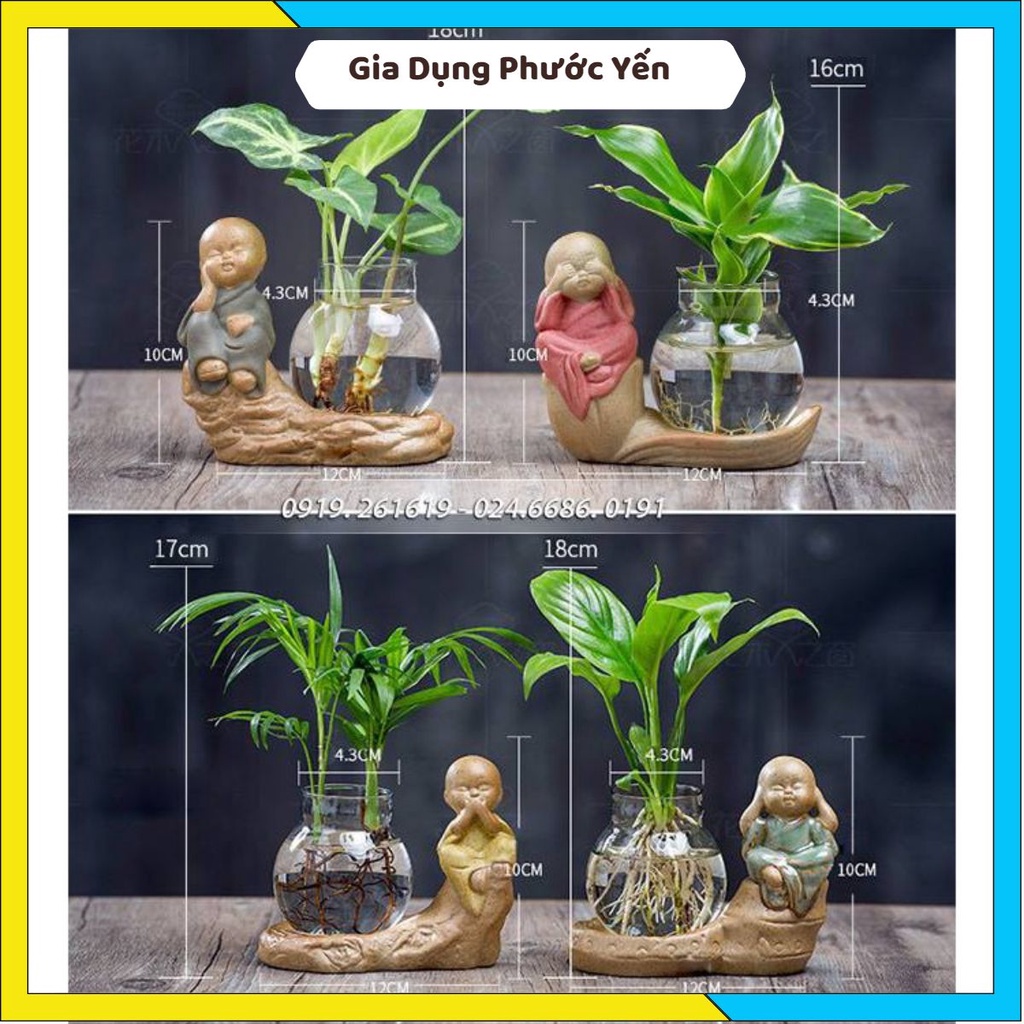 Tượng 4 không an lạc kèm bình hoa