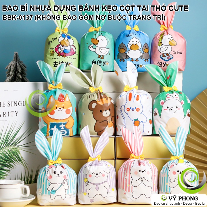 BAO BÌ TÚI NHỰA CỘT TAI THỎ ĐỰNG BÁNH KẸO ĐỰNG QUÀ TẶNG SIÊU DỄ THƯƠNG LÀM QUÀ TẶNG CÁC DỊP LỄ TẾT BBK-0137