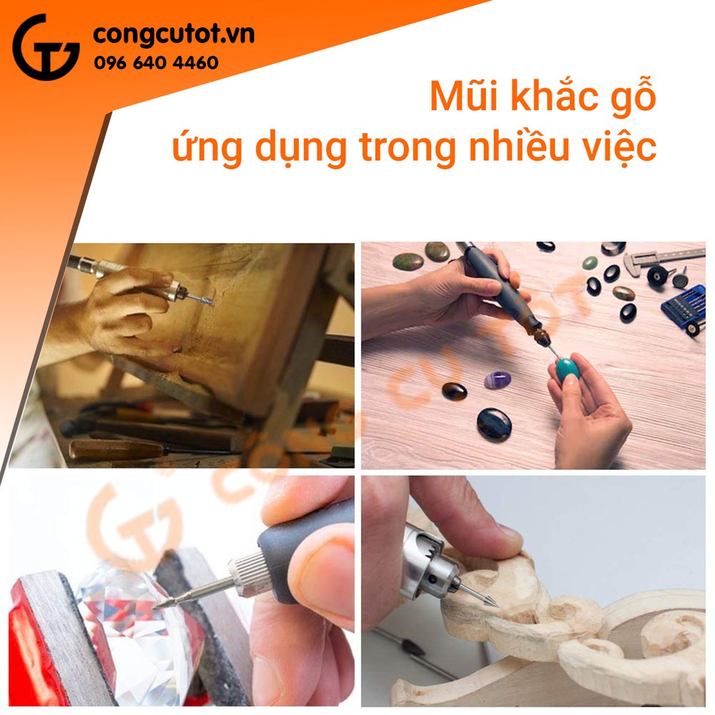 Bộ 10 mũi khắc gỗ phủ Titan