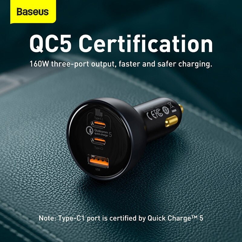 Tẩu sạc Baseus 160W Sạc Nhanh QC 5.0 Cho điện thoại iPhone 13 12 Pro, Laptop, Máy Tính Bảng ...