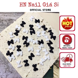 Set nơ đen trắng chân ngắn trang trí móng 50v