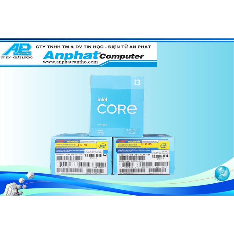 Bộ vi xử lý CPU Intel Core i3 - 10105F 4C/8T Hàng Box Chính Hãng - Bảo hành 36 tháng