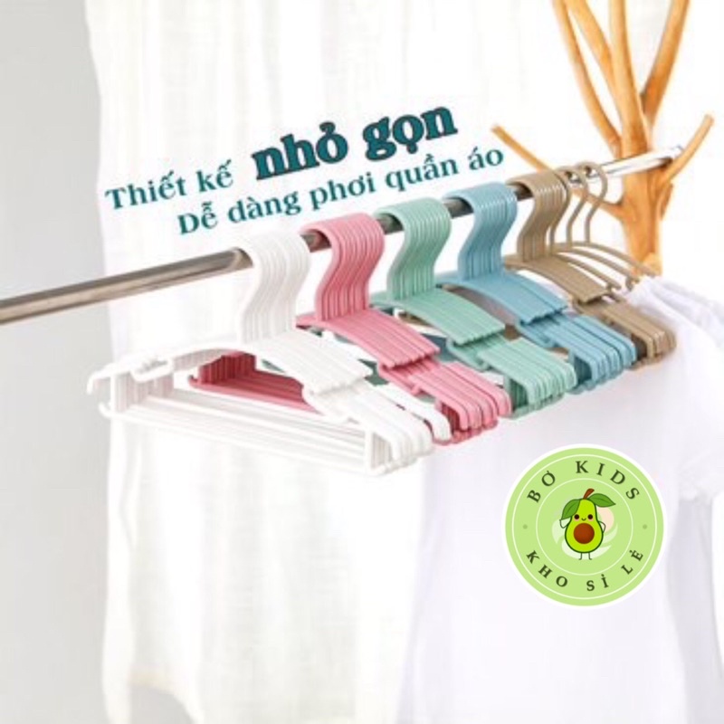 Set 5 Móc Treo Quần Áo Nhựa Việt Nhật 2 size cho người lớn, trẻ em -Mắc nhũ treo quần áo, móc phơi đồ 2830/2815