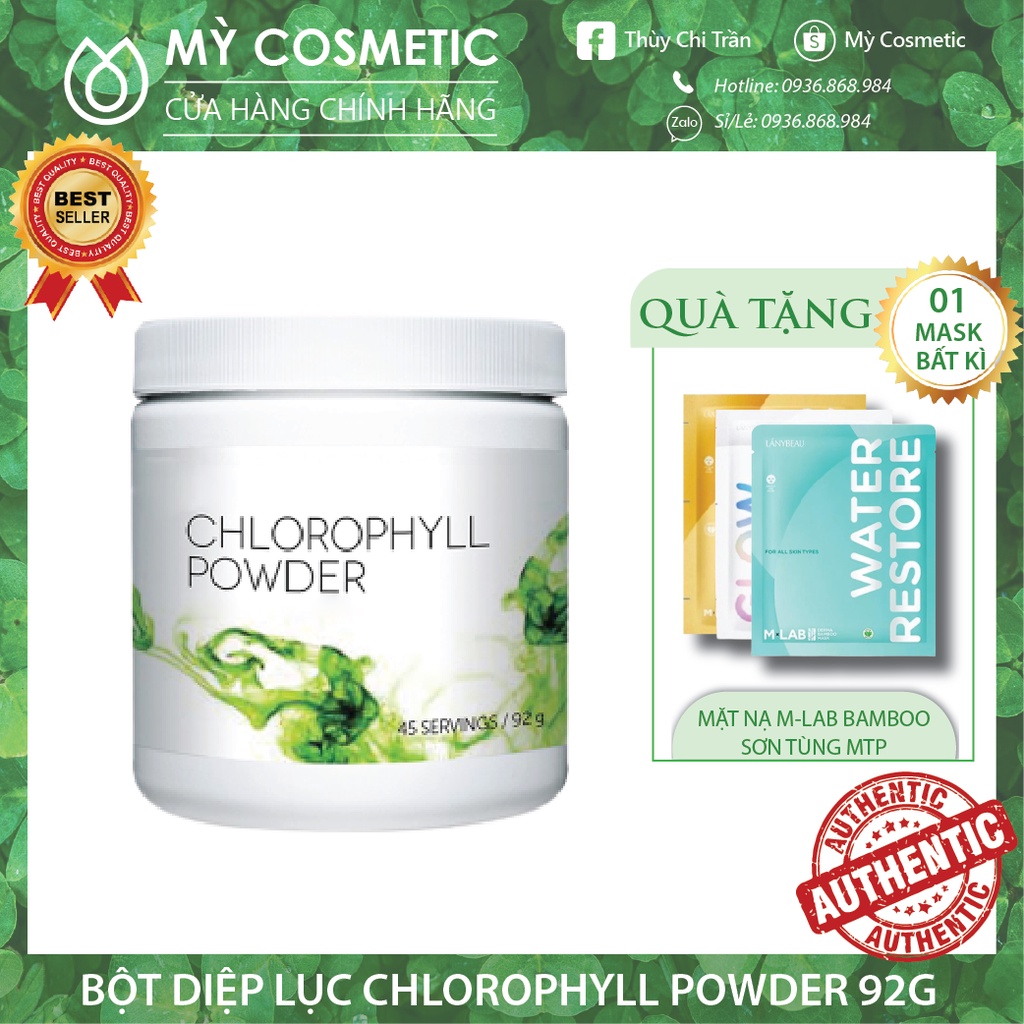 Diệp Lục, Bột Diệp Lục SUPER CHLOROPHYLL POWDER Detox Cơ Thể Hộp 92g