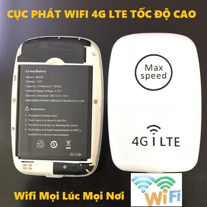 Cục Phát Wifi Max Speed Phát Mạng 4G  Sóng Wifi Di Động Từ Sim 4G Điện Thoại- Tốc Độ Cực Mạnh Chuẩn 4G LTE Pin Khủng