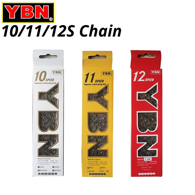 YBN Dây xích xe đạp leo núi 10/11/12S 10 11 12 tốc độ màu bạc S11S S12S SHIMANO