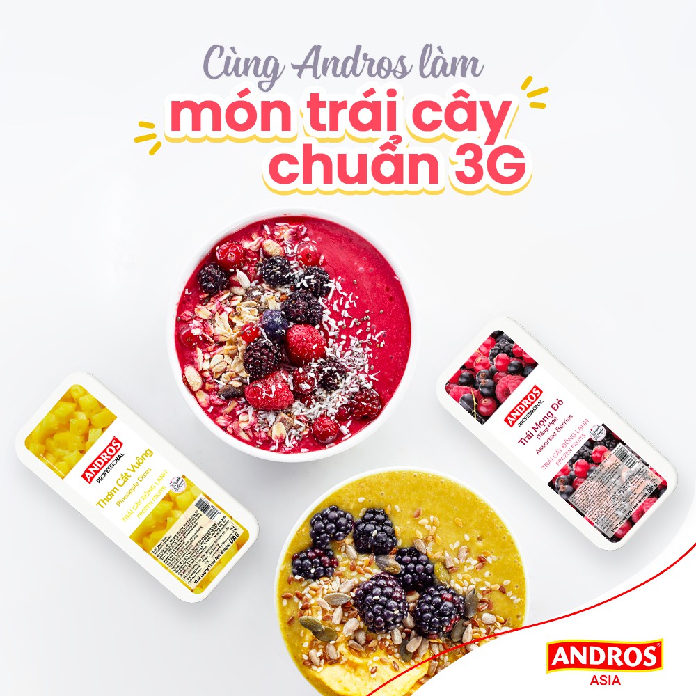 Nam Việt Quất Đông Lạnh - Không chất bảo quản - Trái cây đông lạnh ANDROS IQF - 500g - [Chỉ giao HCM]