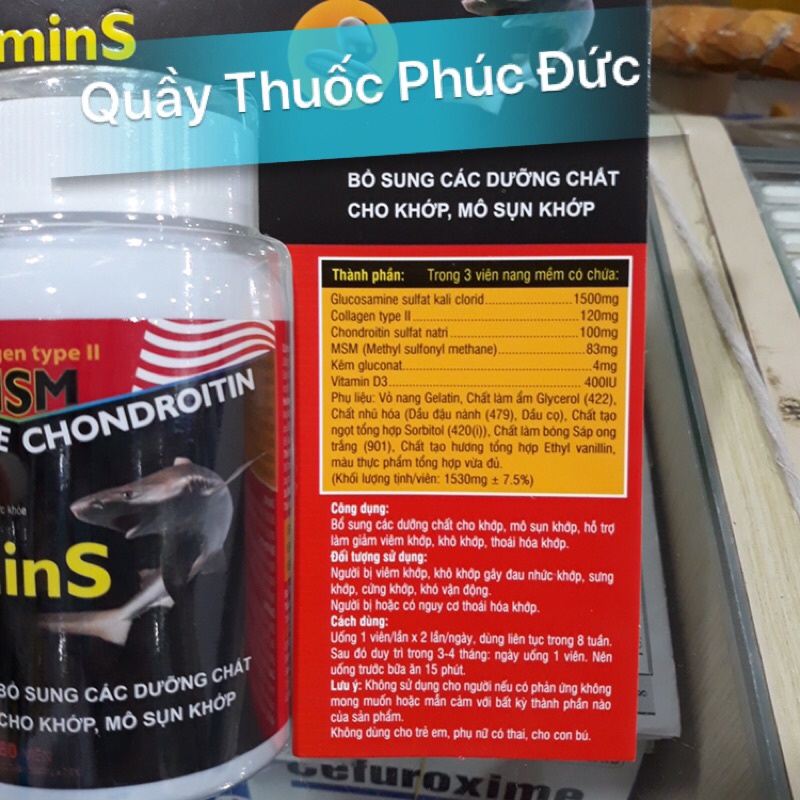 GLUAMINS hỗ trợ giảm khô khớp ,viêm khớp lọ 60 viên