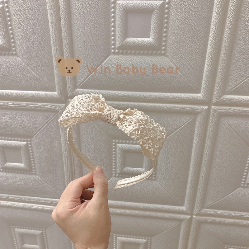 Turban/ Bờm ren màu beige hàn quốc cho bé