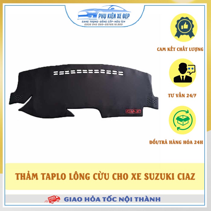 Thảm taplo ô tô lông cừu HÀNG LOẠI I xe SUZUKI CIAZ có 3 lớp, chống trượt