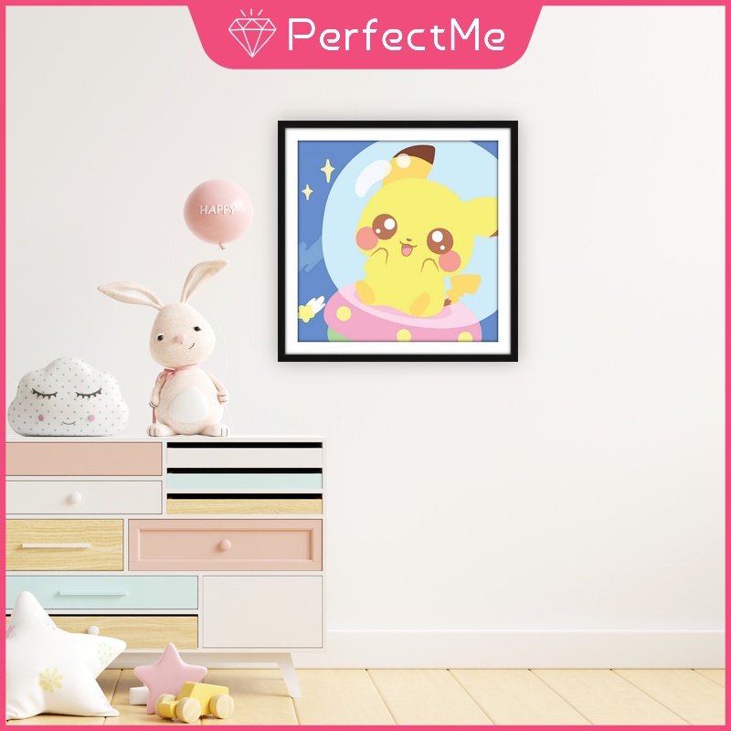 Bộ Tranh Đính Đá 5D Tự Làm Hình Pokemon Pika-Chu Hoạt Hình Kích Thước 30x30cm Trang Trí Nhà Cửa