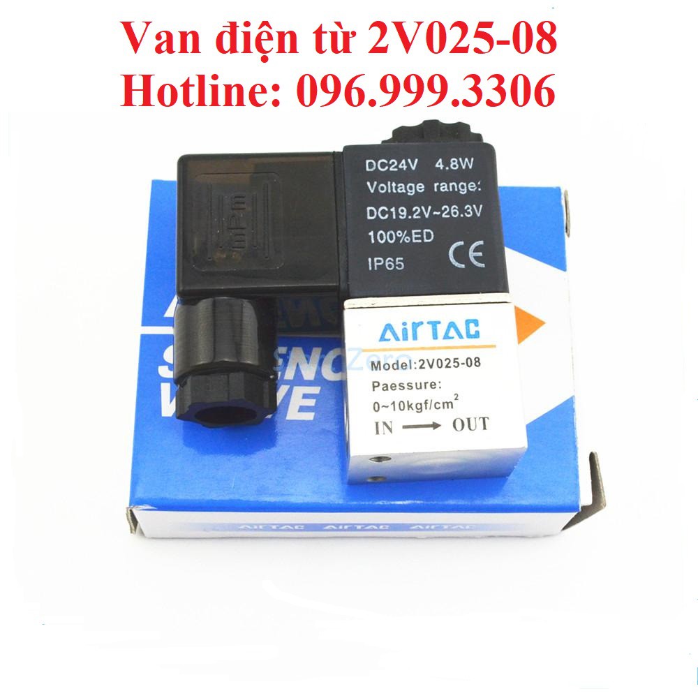 VAN ĐIỆN TỪ 2V025-08 KHÍ NÉN ( VAN 2/2 - 2 CỬA, 2 VỊ TRÍ - REN 13MM ) CUỘN COIL 24V , 220V GIÁ SỈ