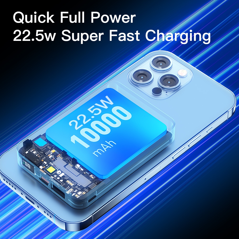 Sạc dự phòng WK sạc không dây lộ máy PD 20W 15W 10000mah