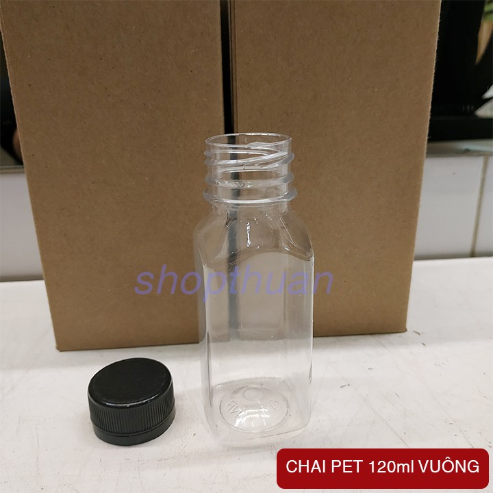Chai Nhựa PET 100ml Vuông Nắp Đen | BigBuy360 - bigbuy360.vn