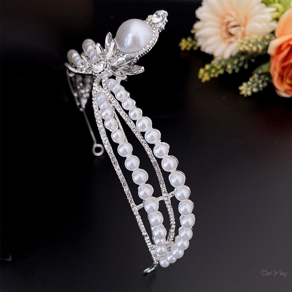 GETNOIVAS Vương Miện Đính Đá Ngọc Trai Giả Sang Trọng 1 Cái Cho Nữ