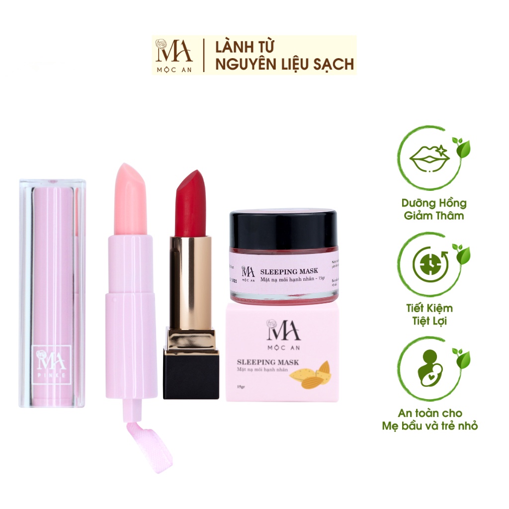 [Mã BMLT100] Combo Môi Xinh Pretty Lipstick Mộc An 3 Sản Phẩm Chăm Sóc Đôi Môi Mềm Mịn, Căng Hồng