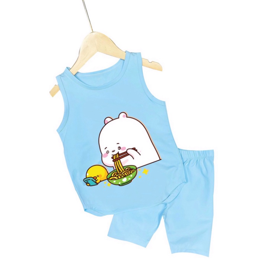 ( Km ) ( Khuyến mãi ) Combo 3 Bộ đồ bé gái sát nách hình thỏ ăn mì và vịt vàng cho bé gái từ 6kg đên 29kg.DBBG57.
