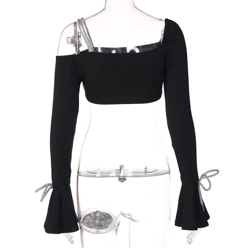 Áo Croptop Trễ Vai Tay Dài Thiết Kế Quyến Rũ Thiết Kế Mới