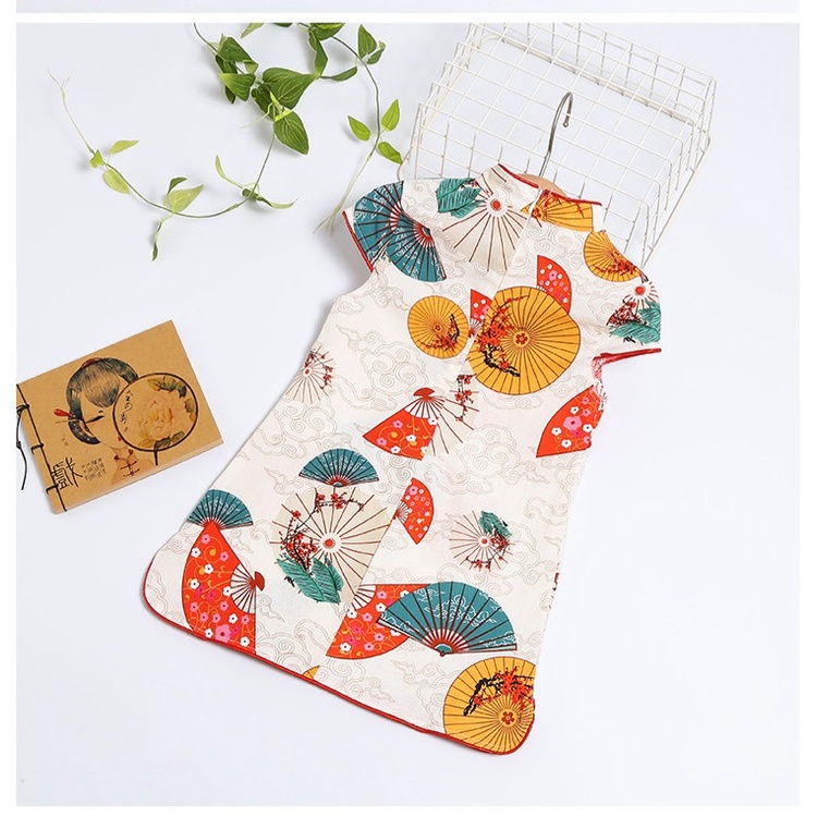 Đầm sườn xám đẹp cho bé gái mặc tết size 10-22kg hàng Quảng Châu cao cấp